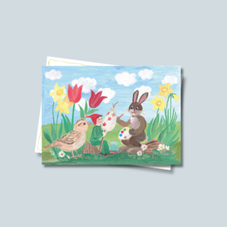 Postkarte Wirbini Weidenwichtel und der Osterhase