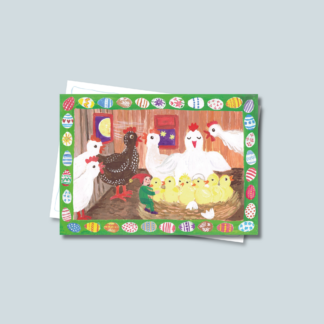 Postkarte Wirbini Weidenwichtel und die Hühner